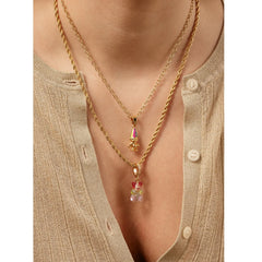 Crystal Haze Nostalgia bear Pave privjesak - Rainbow