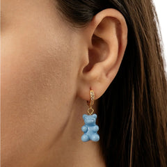 Crystal Haze Nostalgia bear naušnica - Sky Blue