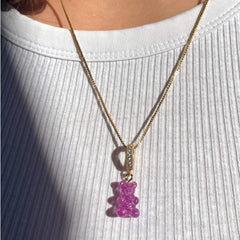 Crystal Haze Nostalgia bear Pave privjesak - Magenta