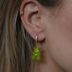 Crystal Haze Nostalgia bear naušnica - Lime