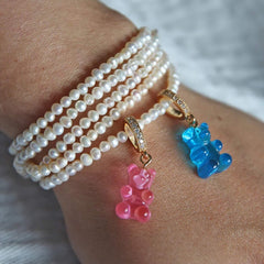 Crystal Haze Nostalgia bear Pave privjesak - Bubblegum pink